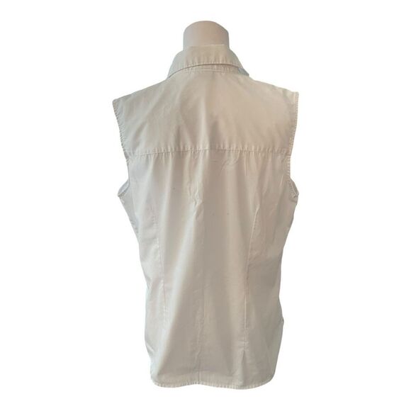 Basic Editions White Sleeveless Button Down Shirt - Picture 4 of 5